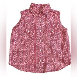 Panhandle Slim Western Pearl Snap Coral/Pink  Sleeveless Kids Shirt